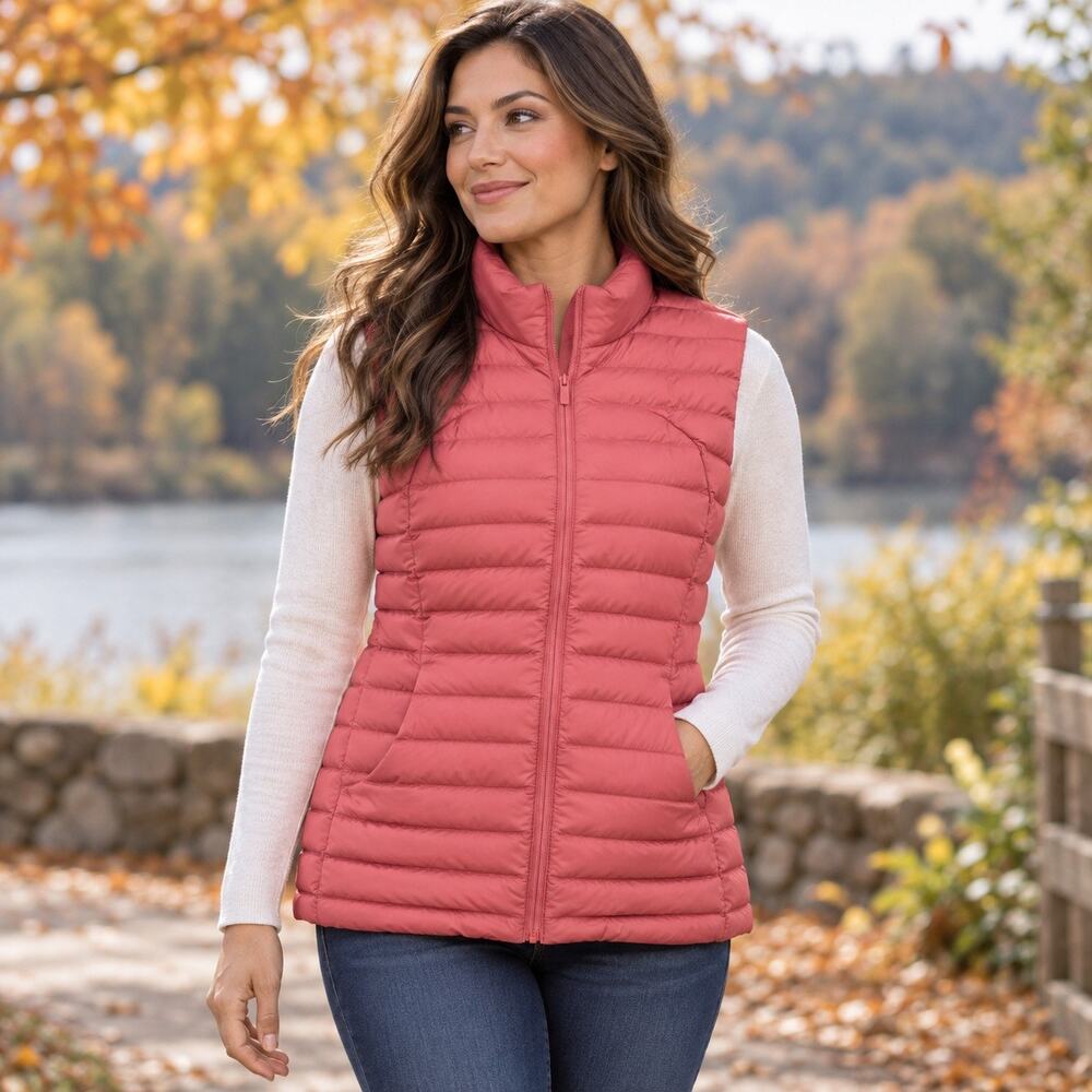 Lululemon Pack It Down Vest Women’s 12 Coral Pink Goose Down Puffer Full Zip